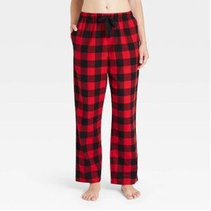 Women's Perfectly Cozy Flannel Plaid Pajama Pants - Stars Above, Dark Red XL
